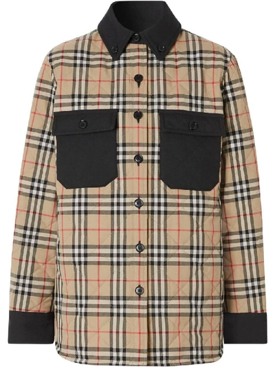 Shop Burberry Multicolor Women's Check Print Flannel Jacket In Neutrals