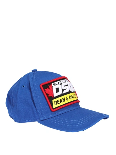 Shop Dsquared2 Logo Patch Blue Baseball Cap