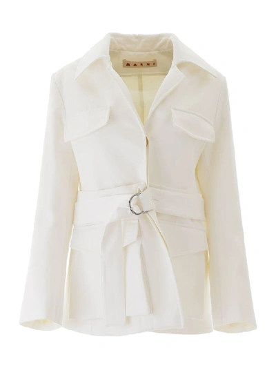 Shop Marni Cargo Jacket In Stone White (white)