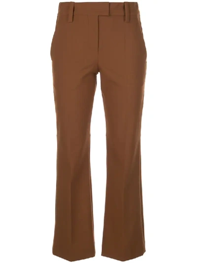 Shop Brunello Cucinelli Cropped Flared-leg Trousers In Brown