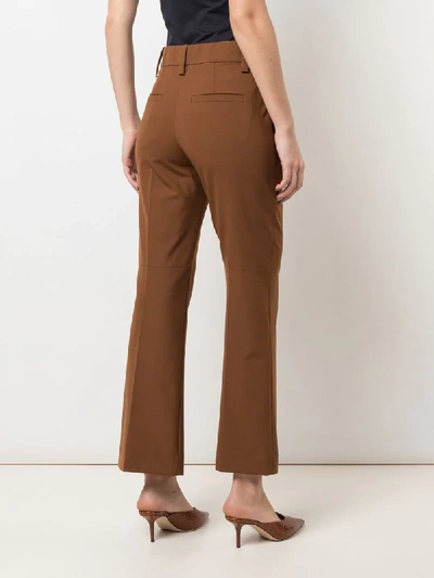 Shop Brunello Cucinelli Cropped Flared-leg Trousers In Brown