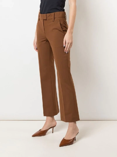 Shop Brunello Cucinelli Cropped Flared-leg Trousers In Brown