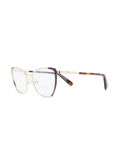 Shop Ferragamo Cat-eye Frame Glasses In Gold