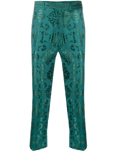 Shop Ann Demeulemeester Brocade Embroidery Trousers In Green
