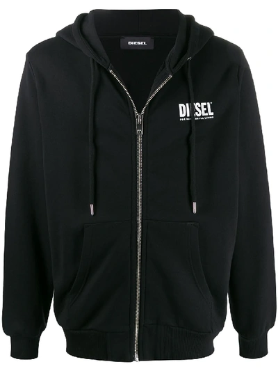 Shop Diesel S-girk-hood Zip-up Hoodie In Black
