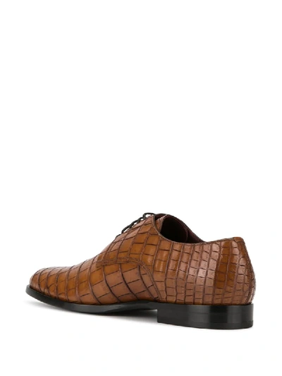 Shop Dolce & Gabbana Crocodile Effect Derby Shoes In Brown