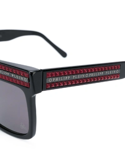 Shop Philipp Plein Spike-stud Oversize Sunglasses In Black