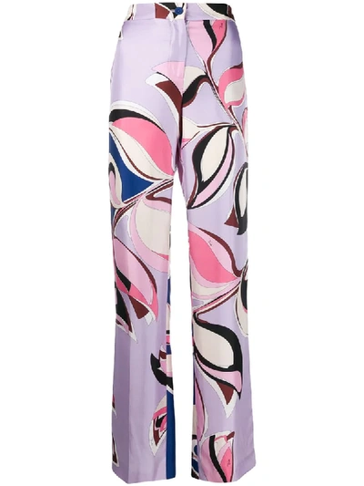 Shop Emilio Pucci Straight-leg Printed Trousers In Blue