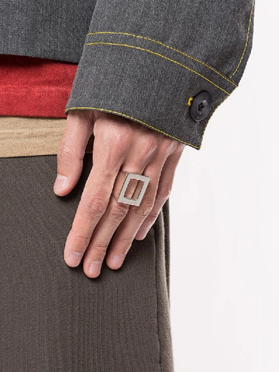 Shop A-cold-wall* Oversized Squared Ring In Silver