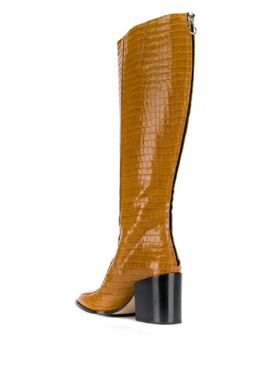 Shop Aeyde Charlie Crocodile-effect Boots In Brown