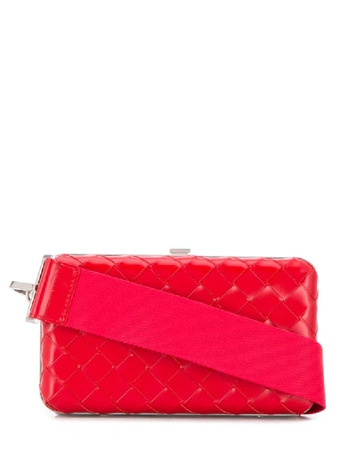 Shop Bottega Veneta Intrecciato Weave Crossbody Bag In Red