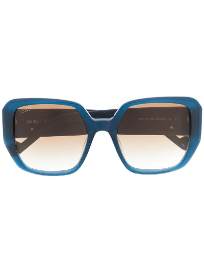 Shop Liu •jo Oversized Tinted Sunglasses In Blue