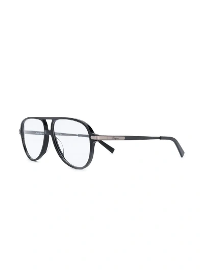 Shop Ferragamo Pilot-frame Tinted Sunglasses In Black