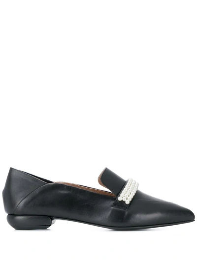 Shop Suecomma Bonnie Pearl Detailed Loafers In Black