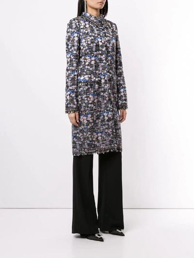 Shop Giambattista Valli Floral Appliqué Coat In Blue