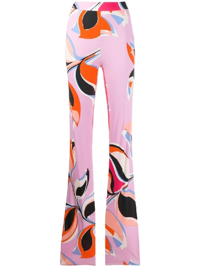 Shop Emilio Pucci Printed High Waisted Trousers In Purple