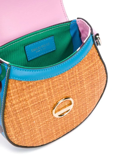 Shop Emilio Pucci Colour Block Cross Body Bag In Blue