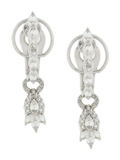 Shop Yeprem 18kt White Gold Diamond Drop Earrings In Silver