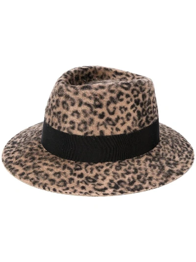 Shop Saint Laurent Leopard Print Hat In Multicolor