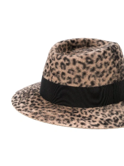 Shop Saint Laurent Leopard Print Hat In Multicolor