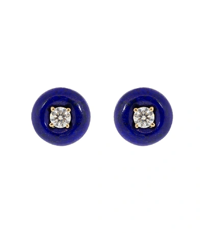 Shop Fernando Jorge Orbit Lapis Medium Studs In Rosegold