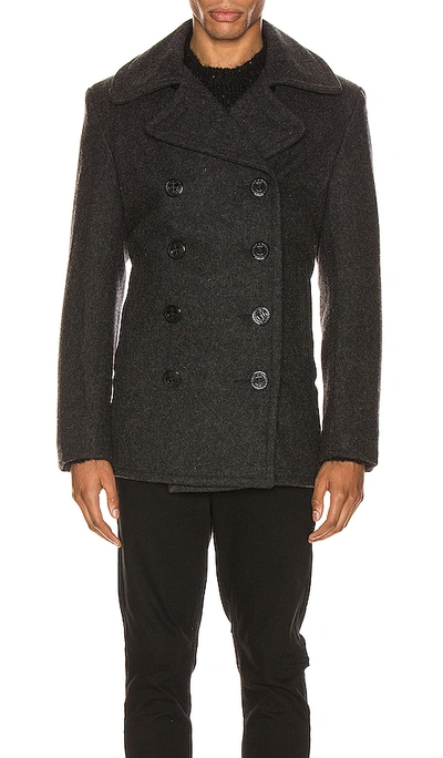 Shop Schott Slim Fit Peacoat In Dark Ox