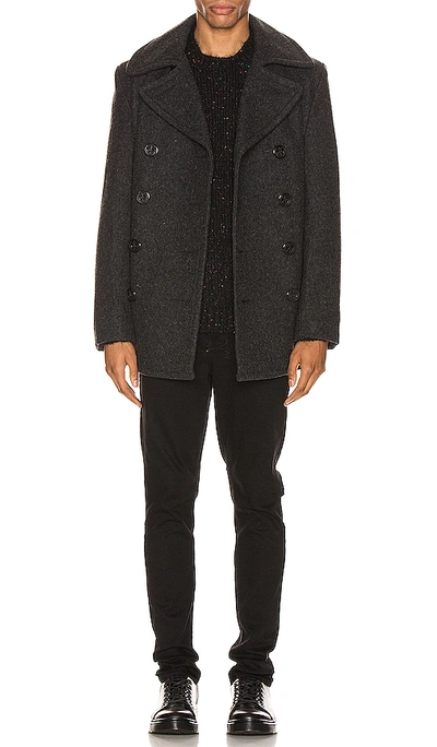 Shop Schott Slim Fit Peacoat In Dark Ox