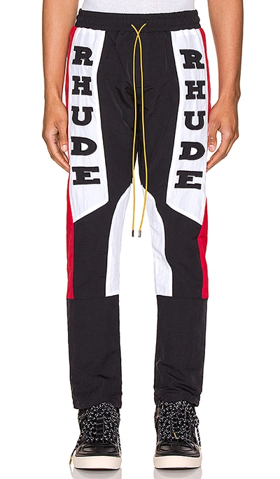 Shop Rhude Rhacing Pant In Black & White & Red