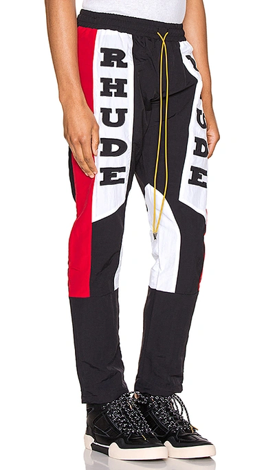 Shop Rhude Rhacing Pant In Black & White & Red