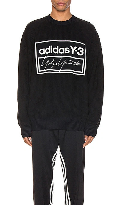 Shop Y-3 Tech Knit Crew Sweater In Black & Ecru