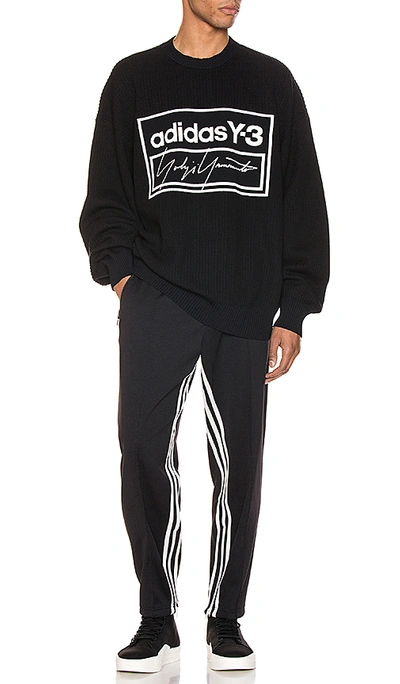 Shop Y-3 Tech Knit Crew Sweater In Black & Ecru