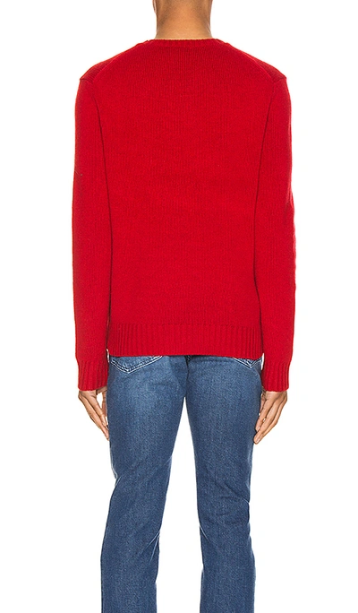 Shop Polo Ralph Lauren Wool Blend Icon Sweater In Red & Suit Bear