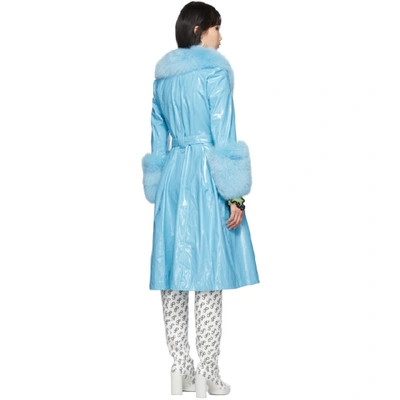 Shop Saks Potts Ssense Exclusive Blue Shearling Foxy Gloss Coat In Aqua