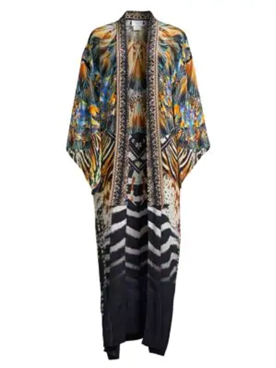 Shop Camilla Mixed Print Silk Kimono Cover-up In Lost Parade