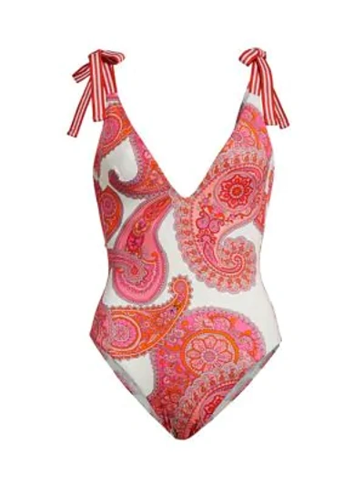 Shop Zimmermann Peggy Paisley-print One-piece Swimsuit In Magenta Ivory Paisley