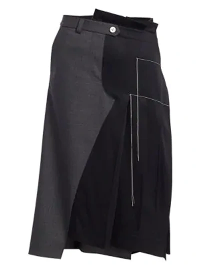 Shop Monse Half Trouser Pleated Wool-blend Skirt In Black