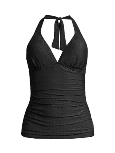 Shop Gottex Swim Textured Halter Tankini Top In Black