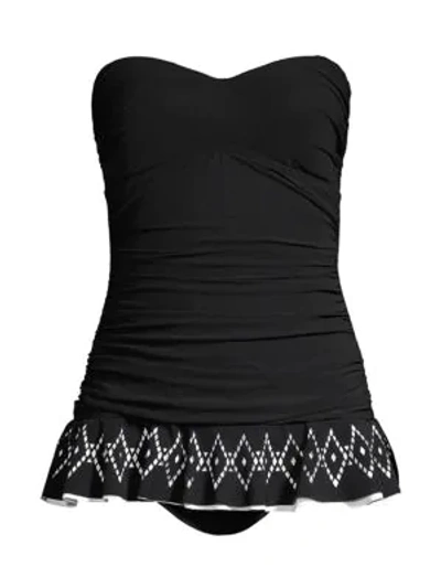 Shop Gottex Swim Bandeau Diamond Print Swim Dress In Black