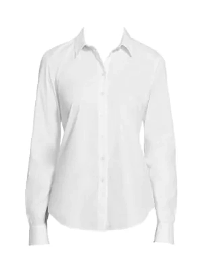 Shop Lafayette 148 Montego Stretch Cotton Shirt In White