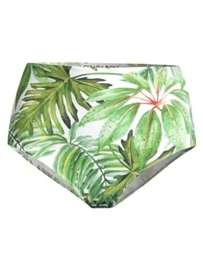 Shop Chiara Boni La Petite Robe Onnys Palm Leaf-print High-waist Bikini Bottom In Palm Tree