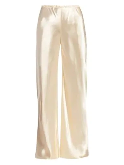 Shop The Row Gala Satin Trousers In Vanilla