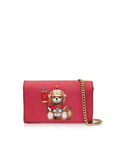Shop Moschino Teddy Bear Wallet Clutch W/chain Strap In Red
