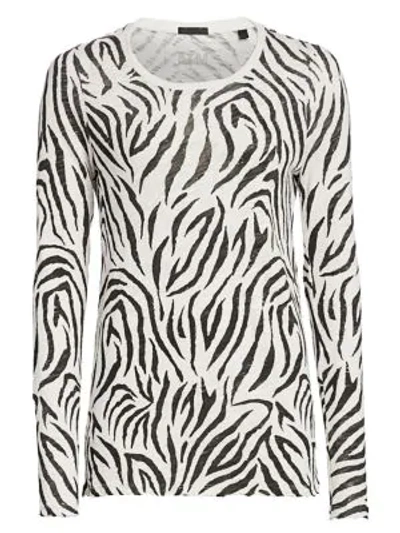 Shop Atm Anthony Thomas Melillo Destroyed Zebra Print Long-sleeve Tee In Champagne