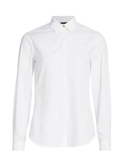 Shop Agnona Cotton Poplin Shirt In White