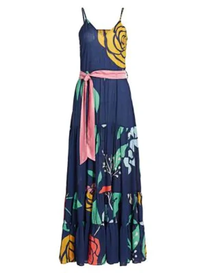 Shop Carolina K Julia Floral Maxi Dress In Navy Peonies