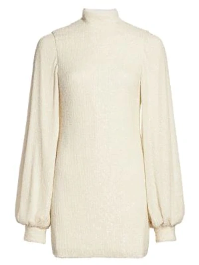Shop Alexis Lunia Blouson-sleeve Jumper Dress In Ivory