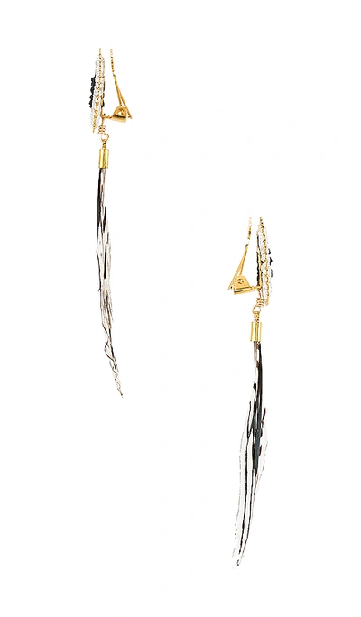 MERCEDES SALAZAR DOUBLE FEATHER DANGLE EARRING – 白色