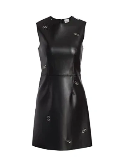 Shop Burberry Coleta Faux Leather Grommet Dress In Black