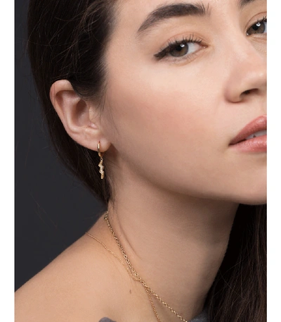 Shop Andrea Fohrman Diamond Lightning Bolt Single Hoop Earring In Ylwgold