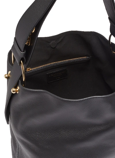 Shop Strathberry Lana Medium Calfskin Leather Bucket Bag In Black